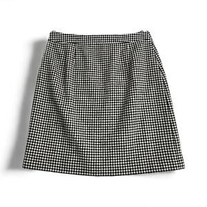 Talbots Petites Women's Black/White Checkered Wool Blend Lined Mini Skirt SZ 8P